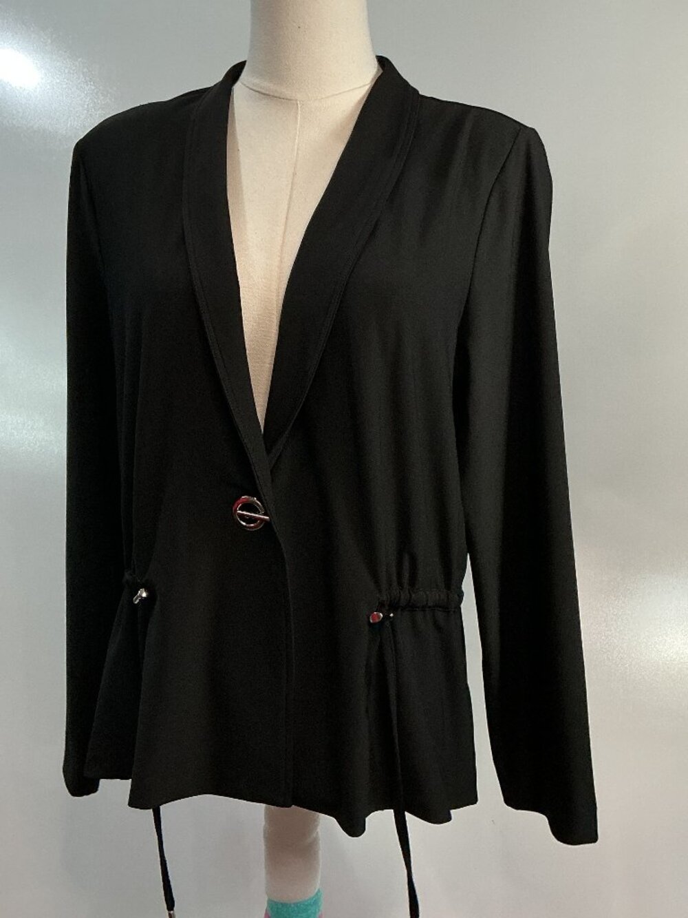 WynneLayers MarlaWynne Drapey Twill Drawstring Jacket Black M - Picture 6 of 12